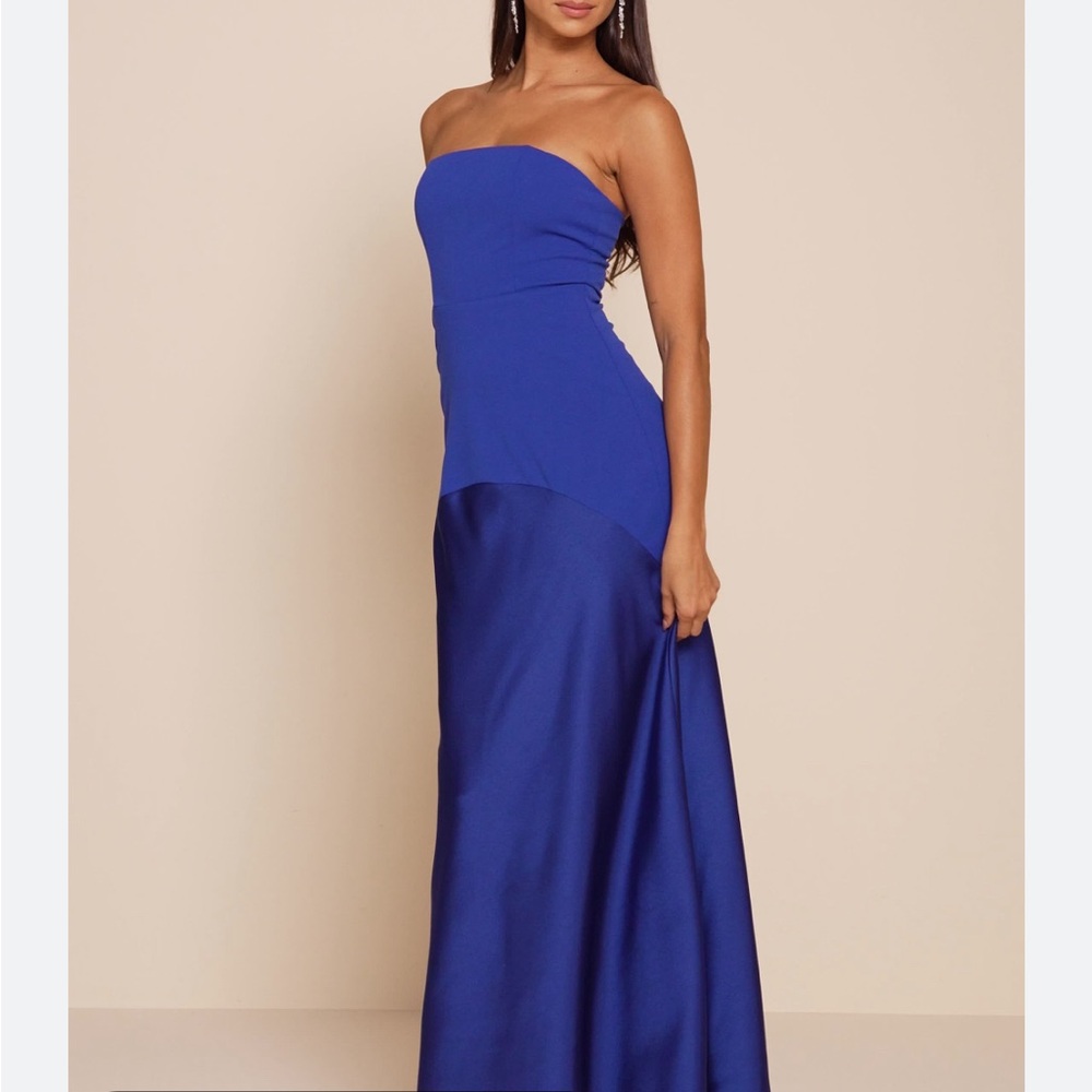 Lulus Compelling Style Royal Strapless Maxi Dress Women Size M NWT